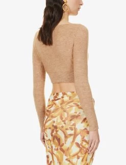 Jacquemus Le Cardigan Alzou V-neck Mohair-blend Cardigan -Mode Charm Shop R03972589 BEIGE ALT03