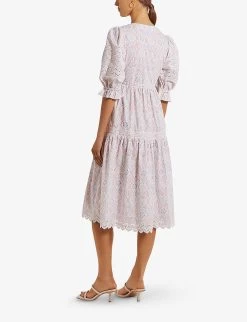 By Malina Amara Shell-print Cotton Midi Dress -Mode Charm Shop R03973272 CAPRICORALSBLUSH ALT03