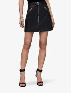 AllSaints Piper Zipped Faux-leather Mini Skirt -Mode Charm Shop R03977217 BLACK ALT02