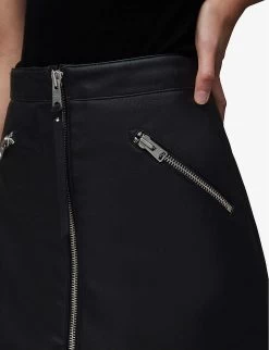 AllSaints Piper Zipped Faux-leather Mini Skirt -Mode Charm Shop R03977217 BLACK ALT04