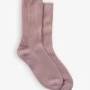 Ribbed Cashmere Bed Socks -Mode Charm Shop R03978855 VINTGEPNK M