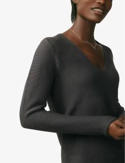 Button-back Recycled Cotton-blend Jumper -Mode Charm Shop R03981370 ESPRESSO ALT03