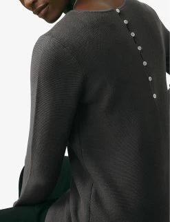 Button-back Recycled Cotton-blend Jumper -Mode Charm Shop R03981370 ESPRESSO ALT04