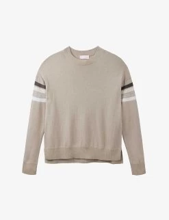 Striped-sleeve Round-neck Wool-blend Jumper