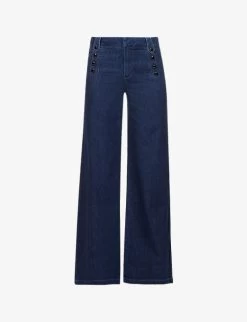 Paige Harper Wide-leg High-rise Stretch-denim Jeans