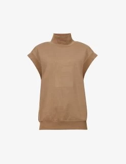 ESSENTIALS High-neck Brand-badge Cotton-blend Top