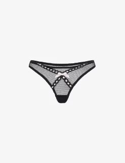 AGENT PROVOCATEUR Rozey Bow-detail Mesh Thong