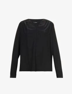 Joseph Newell Gathered Silk Blouse