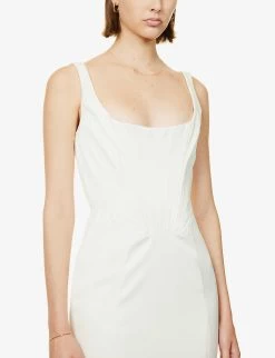 Estelle Corseted Satin Wedding Dress -Mode Charm Shop R03998255 IVORY ALT04