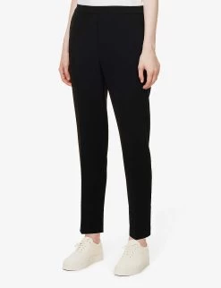 THEORY Treeca Relaxed-fit Straight-leg High-rise Woven Trousers -Mode Charm Shop R04003345 BLACK ALT02