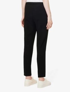 THEORY Treeca Relaxed-fit Straight-leg High-rise Woven Trousers -Mode Charm Shop R04003345 BLACK ALT03