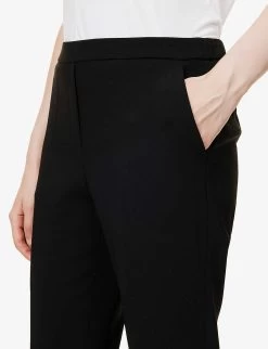 THEORY Treeca Relaxed-fit Straight-leg High-rise Woven Trousers -Mode Charm Shop R04003345 BLACK ALT04