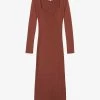By Malina Tulip Ribbed Knitted Midi Dress -Mode Charm Shop R04005513 MOCHA M