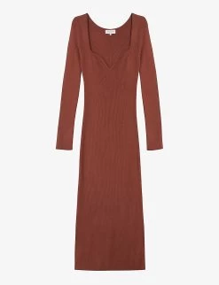 By Malina Tulip Ribbed Knitted Midi Dress