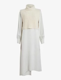 AllSaints Zoey 2-in-1 Recycled-polyester Blend Midi Shirt Dress And Wool-blend Jumper