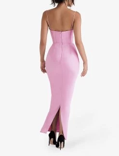 Charmaine Corset Satin Maxi Dress -Mode Charm Shop R04011195 PINK ALT03