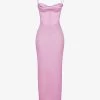 Charmaine Corset Satin Maxi Dress -Mode Charm Shop R04011195 PINK M