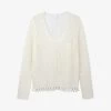 Tassel-trim Crochet Organic-cotton Jumper -Mode Charm Shop R04044642 PORCELAIN M