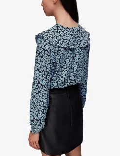 Whistles Fuzzy Leopard-print Oversized-collar Woven Top 10 Whistles Fuzzy Leopard-print Oversized-collar Woven Top -Mode Charm Shop R04047147 MULTICOLOURED ALT03