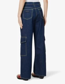 Ganni Wide-leg Mid-rise Organic-cotton Jeans -Mode Charm Shop R04057959 RINSE ALT03