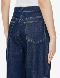 Ganni Wide-leg Mid-rise Organic-cotton Jeans -Mode Charm Shop R04057959 RINSE ALT04