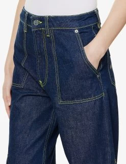 Ganni Wide-leg Mid-rise Organic-cotton Jeans -Mode Charm Shop R04057959 RINSE ALT05