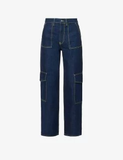 Ganni Wide-leg Mid-rise Organic-cotton Jeans