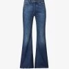 Bottega Veneta Contrast-patch Flared-leg High-rise Jeans -Mode Charm Shop R04064579 MIDBLUE M