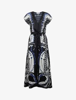 Reiss Freja Abstract-print Woven Midi Dress