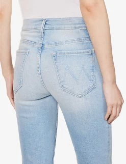 MOTHER The Weekender Frayed-hem High-rise Stretch-denim Jeans -Mode Charm Shop R04074464 CALIFORNIACRUISER ALT05