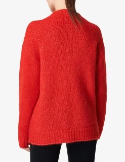 Sweaty Betty Funnel-neck Boxy Brushed-knit Jumper -Mode Charm Shop R04074889 CRANBERRYRED ALT02
