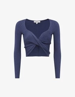 Reiss Iona Twisted Stretch-knit Crop Top