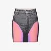 Y/Project X Jean Paul Gaultier Trompe L'Oeil Graphic-print Stretch-woven Mini Skirt -Mode Charm Shop R04075901 BLACKPINK M
