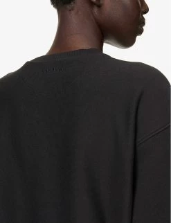ALAIA Boxy-fit Scoop-neck Cotton-jersey Sweatshirt -Mode Charm Shop R04076362 NOIRALAIA ALT04