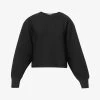 ALAIA Boxy-fit Scoop-neck Cotton-jersey Sweatshirt -Mode Charm Shop R04076362 NOIRALAIA M