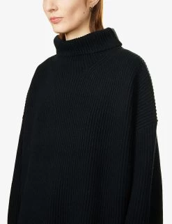 Toteme Turtleneck Wool-blend Knitted Jumper -Mode Charm Shop R04077097 BLACK ALT04