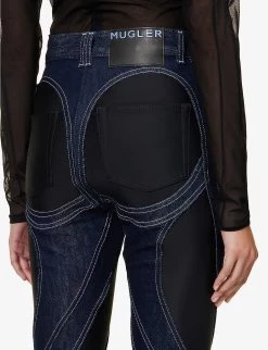 Mugler Spiral Seam-embellished Skinny High-rise Stretch-denim Jeans -Mode Charm Shop R04078213 DARKBLUEBLACK ALT05