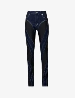 Mugler Spiral Seam-embellished Skinny High-rise Stretch-denim Jeans