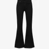 Paige Brand-patch Flared-leg High-rise Rayon-blend Jeans -Mode Charm Shop R04078804 BLACKSHADOW M
