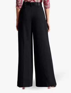 Ted Baker Eliziie Pleated Wide-leg Woven Trousers -Mode Charm Shop R04083596 BLACK ALT02