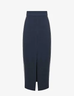 Reiss Pia High-rise Side-stripe Stretch-woven Pencil Skirt