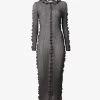Acne Studios Frilled-trim Scoop-neck Stretch-knit Midi Dress -Mode Charm Shop R04089971 CHARCOALGREY M