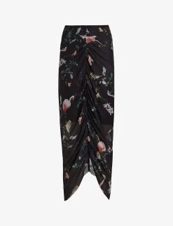 AllSaints Tessia Fabia Floral-print Polyester-blend Midi Skirt