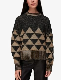 Whistles Geometric-intarsia Wool And Recycled Nylon-blend Jumper -Mode Charm Shop R04092069 BLACK ALT02