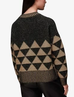 Whistles Geometric-intarsia Wool And Recycled Nylon-blend Jumper -Mode Charm Shop R04092069 BLACK ALT03