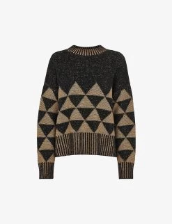 Whistles Geometric-intarsia Wool And Recycled Nylon-blend Jumper