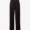 Jil Sander Elasticated-waist Pressed-crease Mid-rise Wide-leg Woven Trousers -Mode Charm Shop R04092789 GANACHE M