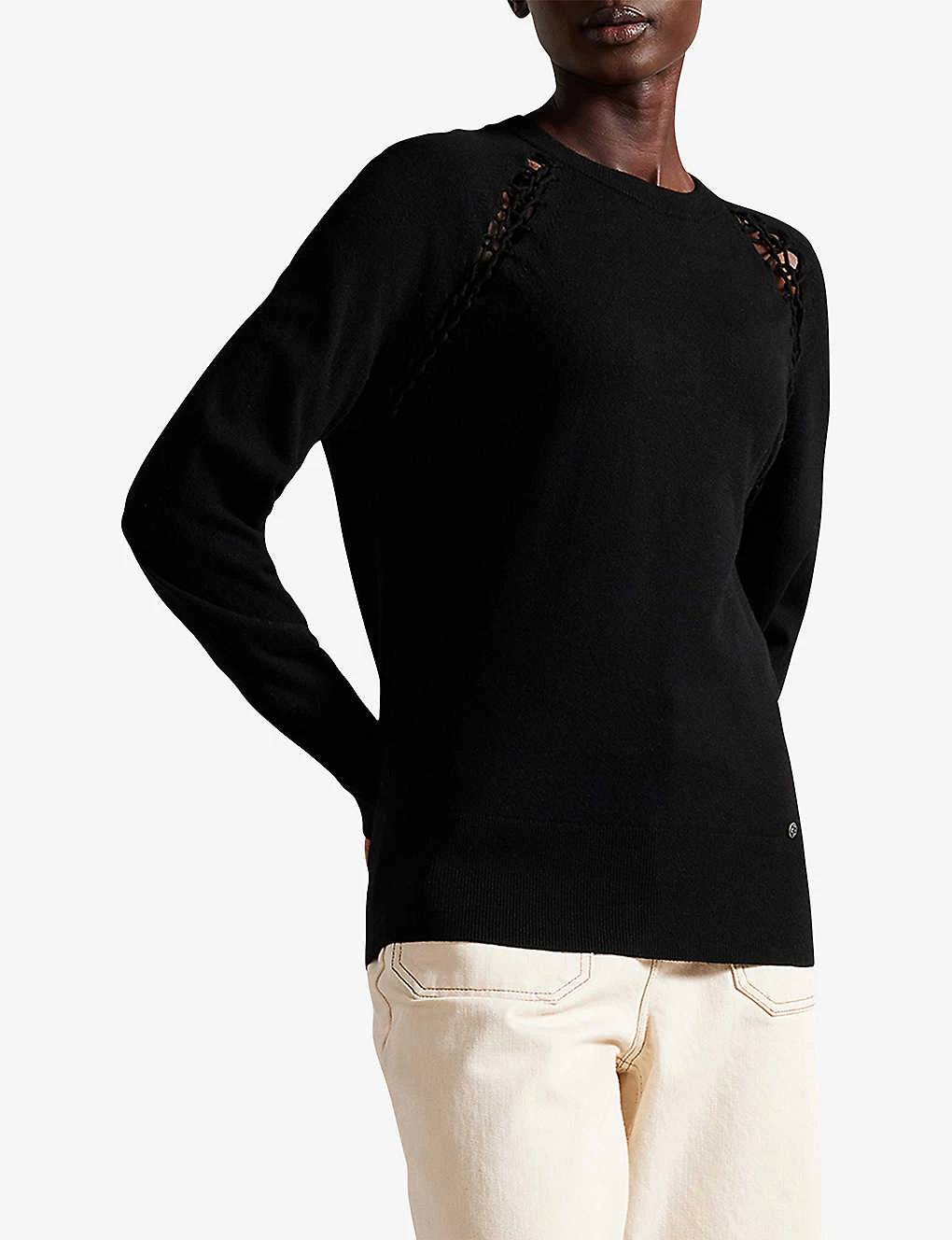 Ted Baker Raglan-sleeve Stitch-insert Knitted Jumper 5 Ted Baker Raglan-sleeve Stitch-insert Knitted Jumper - Image 3