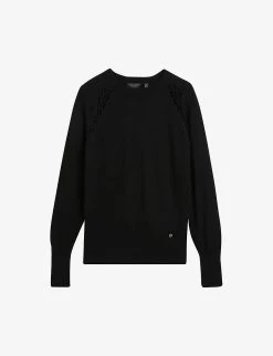 Ted Baker Raglan-sleeve Stitch-insert Knitted Jumper