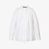 Joseph Orton Tied-neck Long-sleeved Cotton Shirt 1 Joseph Orton Tied-neck Long-sleeved Cotton Shirt -Mode Charm Shop R04095294 WHITE M
